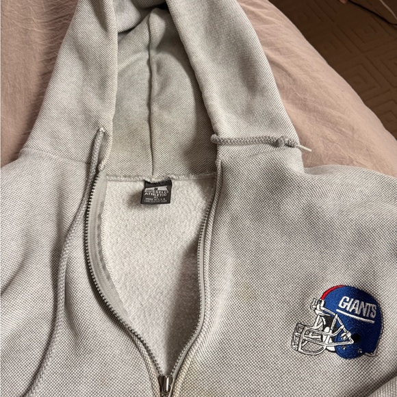 Russell Athletic Light Gray NY Giants Quarter Zip-Up Hoodie - Picture 2 of 2